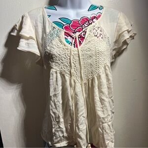 Cream Lace Back Blouse